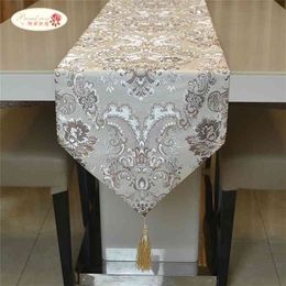 Proud Rose Luxury Table Runner Coth European Jacquard Bed Flag Fashion Household Adornment Supplies 210709
