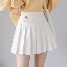 Skirts Korean Fashion Women Short Pleated Slim High Waist Solid Preppy Style Girls Mini A-line Skirt Y2K Uniform Students Black
