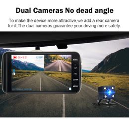 Camcorders Camera 1296P HD DVR Dash Cam 4 Inch IPS Dual Lens 1080P Video Recorder Registrator Night Vision Car DVRs