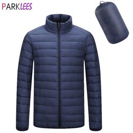 Men's Packable Cotton Padded Puffer Jacket Brand Stand Collar Casual Warm Water Resistant Lightweight Winter Coat M-4XL 210522