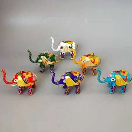 6pcs Cloisonne Enamel Filigree Fancy Elephant Charm Keychain Party Return Guests Gifts Chinese Handcrafts Colorful Animal Key Holder Jewelry