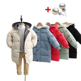 Children's Down Coat Winter Teenage Baby Boys Girls Cotton-padded Parka & Coats Thicken Warm Long Jackets Toddler Kids Outerwear 211203