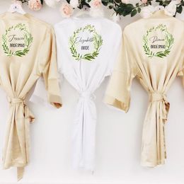 Women's Sleepwear Wedding Satin Dressing Gown Women Kimono Robe Bathrobe Bridesmaid Gifts