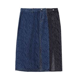 Autumn Fashion Zebra Print High Waist Women Denim Skirt Long Korean Elegant Casual Female A line Jean Skirts Vintage 210417