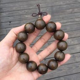 Gold Silk Nanmu Shen Xiang Yin Wood Wu Mu Buddha Beads Men's 20mm Old Material Bracelet Bangle