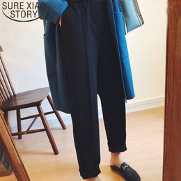 Autumn And Winter Women Thick High Waist Ankle-length Pant Plus Size Casual Straight Harem Pants Solid Cuffs 6991 50 210415