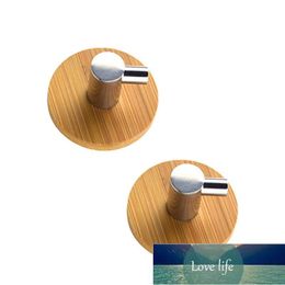 Natural Bamboo Stainless Steel Hook Wall Clothes Bag Headphone Key Hanger Kitchen Bathroom Door Towel Rustproof Shelf Hooks & Rails Factory price expert design