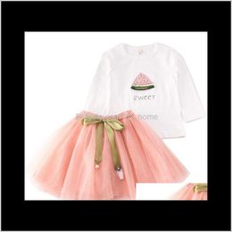 Childrens Wear Autumn Girl Long Watermelon Twopiece Suit The Princess A Undertakes Tutu Skirt Rwahb Clothing Sets Hz5Qp