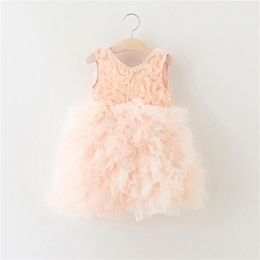 Beautiful girls princess ruffles dress for kids birthday party fown tutu flowers costume 210529