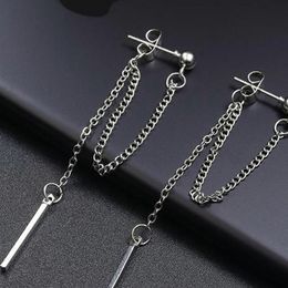 simple hanging earrings NZ - Stud Tassel 1 Word Rear Hanging Earrings 2021 Fashion Simple Personality Ladies Trend Jewelry