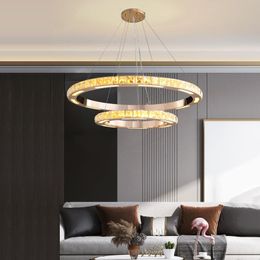 Pendant Lamps Modern Ring Led Crystal Lights Lustre Bedroom Living Dining Room Villa Indoor Lighting Decor Lamp Hanging Light Fixture