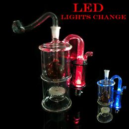 Colorful LED luminous Glass Hookah Smoking Pipe Smoke Shisha Diposable Glass Pipes Oil Burner Ash Catchers Bong Percolater Bubbler Tobacco Bowl Accessories Gifts