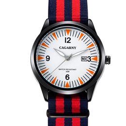 Watch Men CAGARNY Brand Fashion Luxury Watches Casual Quartz Nylon Mens Sport Wristwatches Clock reloj de lujo