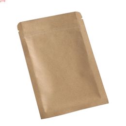 10x15cm (4x6in) 100pcs Thick Reclosable Package Flat Tear Notch Brown Kraft Paper Storage Bags With Zipper Topgoods