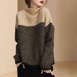Autumn winter casual women's warm high-neck sweater women loose-fitting outer wear pullovers top 210427