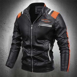Men's Punk Style Jacket PU Leather Jacket Men Fashion Clothing Autumn Coat Men Motorcycle Jacket Artificial Leather High Quality 211008