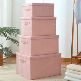 Foldable Storage Box Organiser Clothes With Lids Wardrobe Cases Container For Books Toys And Blanket Clothing 210922