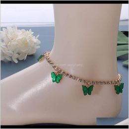 Anklets Drop Delivery 2021 Jewellery Colourful Acrylic Cuba Butterfly Womens Full Diamond Beach Anklet Ggpih