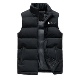 Custom Brand Men Jacket Autumn Winter Warm Vest Down Cotton Sleeveless Jacket Waistcoat Man Warm Mens Outdoor Coat 211104