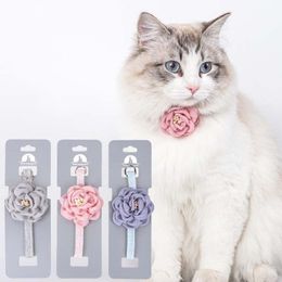 puppy necklaces UK - Cat Collars & Leads Camellia Romantic Floral Collar Puppy Necklace Accessories Sweet Pet Bow Scarf Cute Kitten Neck Strap Yorkie All Weather
