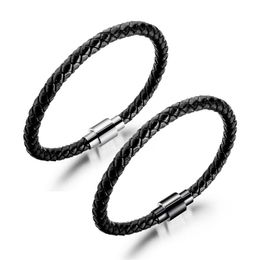 Charm Bracelets Stainless Steel Magnet Clasp Bangles For Women Fashion 5.5mm Genuine Leather Bohemian Jewellery