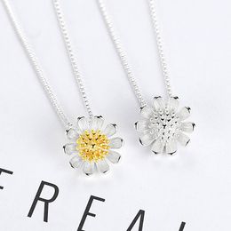 925 Sterling Silver Women's Fashion New Jewelry High Quality Retro Simple Chrysanthemum Pendant Necklace Long 45CM