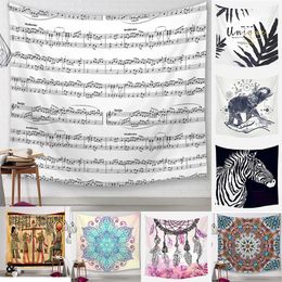 Tapestries Cross-Border Note Pattern Elephant Printed Tapestry Living Room Bedroom Decorative Painting Fabric Home Wall