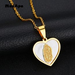 Pendant Necklaces MadApe Personalized Customized Engrave With Own Logo Vingin Mary Charm Shell Heart Necklace For Women Jewelry Gift