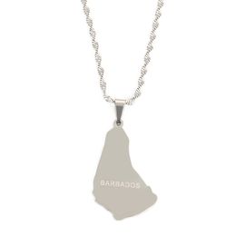 Stainless Steel Map Of The Barbados Island Pendant Necklaces Fashion Country Maps Jewelry