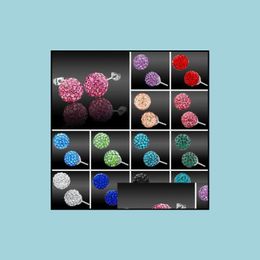 Stud Earrings Jewellery 30 Pairs/Lot 10Mm Sale Rhinestone Mix Colours White Disco Ball Beads Clay Crystal Drop Delivery 2021 Pecgh
