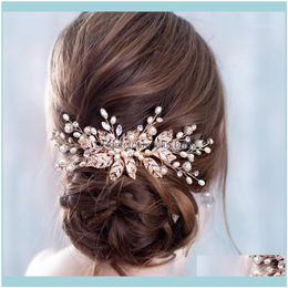 Hair Jewellery Jewelryhair Clips & Barrettes Npason Rhinestone Leaf Pearl Comb Headband Bridal Flower Wedding Tiaras Headpiece1 Drop Delivery