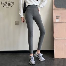 Korean Winter Solid Casual Cotton Trousers High Elasticity Velvet Women's Leggings Keep Warm Waist Slim Yoga Pant 12938 210508