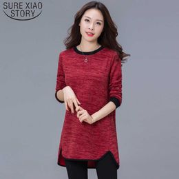 Loose Slim Large Size Knit Women Blouses Blusas Mujer De Moda Spring Autumn Solid Long Sleeve Women Tops Plus Size 6724 50 210527