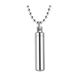 Silver Minimalist Urn Pendant Ash Necklace Cylinder Memorial Ashes Keepsake Holder Exquisite Cremation Jewellery for Human Pet