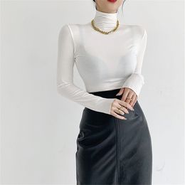 Arrival Solid Warm Thicken Fashion Women Large Size Casual Basic Korea Brief Minimalist Slim Tops T-shirt 210421