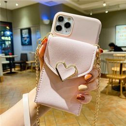 love Lanyard Wallet Phone Cases For A32 A52 A42 A72 A12 A41 A31 A21 A11 5G Card Strap Holder case 14 13 12 11 cover