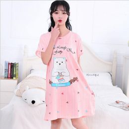 Women's Sleepwear Sanderala Women Cartoon Sleep Dress Comfortable Summer Cute Lingerie Nightgown Nighty Round Neck Short Underwear