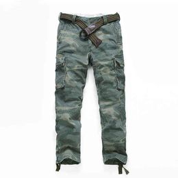 Men's Casual Pants Vintage Cargo Trousers Fashion Sports Military Pants Camouflage Straight Long Tactical Camo Pants Plus Size H1223