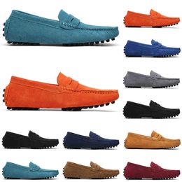 brown slippers UK - running shoes 2022 jogging casual Selling black pink blue gray orange green brown mens slip on lazyleather peasOutdoor jogging
