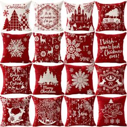 christmas hugging pillow covers red letter elk printed cushion cover linen pillowcases amazon crossborder wholesale make lgo customized