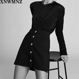 women limited edition cut-out mini skort High-waist skirt Cut-out details on the sides metal buttons Female chic 210520
