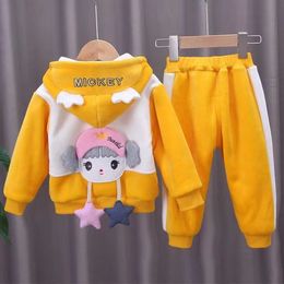 cashmere hoodie pants for boys and girls in autumn and winter fleece casual sweater twopiece childrens wear