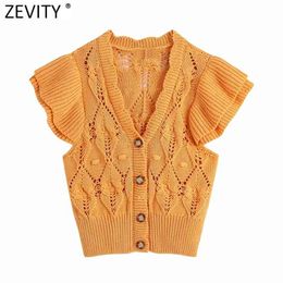 Women Fashion V Neck Cascading Ruffle Twist Crochet Knitting Female Hollow Out Cardigans Sweater Chic Tops SW827 210416