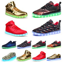 Casual luminous shoes mens womens big size 36-46 eur fashion Breathable comfortable black white green red pink bule orange two 49