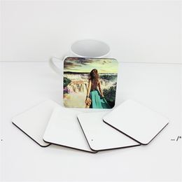 new9*9cm Sublimation Coaster Insulation Wooden Blank Table Mats MDF Heat Transfer Cup Coaster Pads Coffee Mat EWE5384