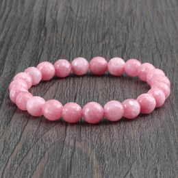 Fashion Natural Stone Pink Rose Powder Gem Beads Bracelet Women Bracelets Elastic Bangles Jewellery Yoga Lover Girl Gifts Handmade