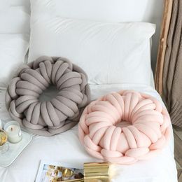 Solid Colour Cushion Doughnut Shape Ring Pillows For Living Room Decor Personality Style Flower Tied With Core Cushion/Decorative Pillow