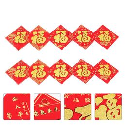 Window Stickers 10 Sheets Spring Festival Chinese Traditional Fu Door Wall Decor