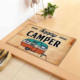 Cartoon Camper Carpet Indoor Entrance Doormat Floor Rugs Absorbent Bathroom Bath Mat Anti-slip Kitchen Rug for Home Decorative 210917