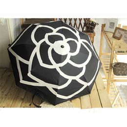 High-End Small Fragrant Camellia Automatic Umbrella Sun Shade UV Classic Women's 210721